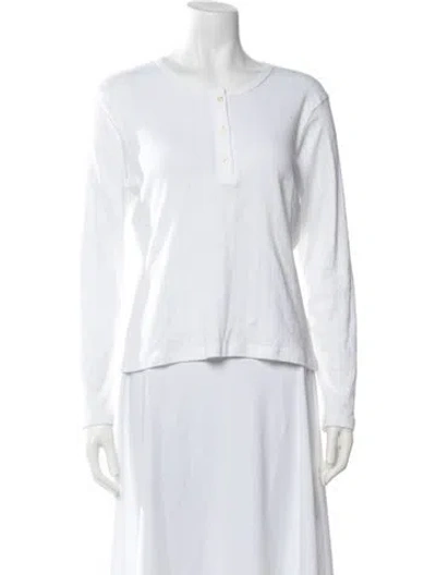 Pre-owned Leset Crew Neck Long Sleeve Top In White