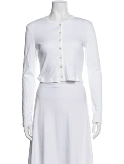 Pre-owned Leset Crew Neck Long Sleeve Top In White