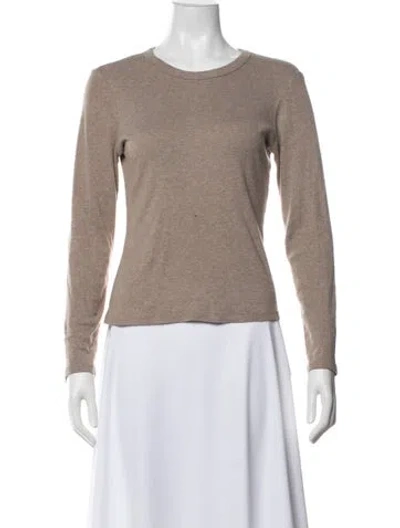 Pre-owned Leset Crew Neck Long Sleeve T-shirt In Neutrals