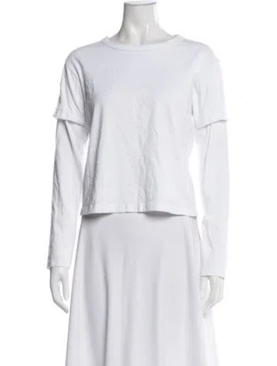 Pre-owned Leset Crew Neck Long Sleeve T-shirt In White