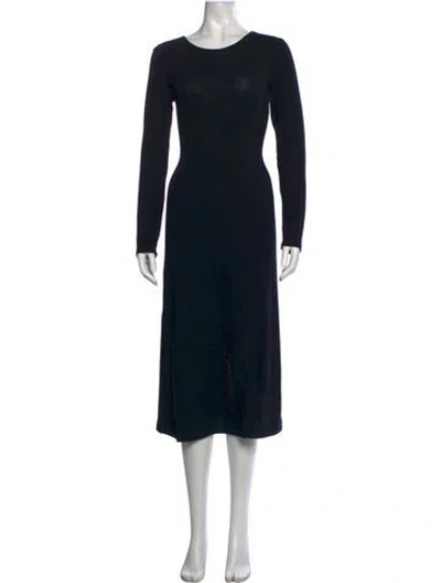Pre-owned Leset Crew Neck Midi Length Dress In Black