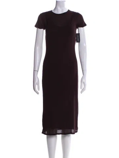 Pre-owned Leset Crew Neck Midi Length Dress In Brown