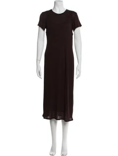 Pre-owned Leset Crew Neck Midi Length Dress W/ Tags In Brown