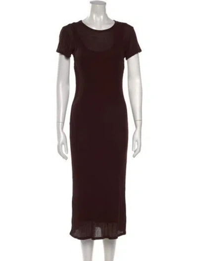 Pre-owned Leset Crew Neck Midi Length Dress W/ Tags In Brown