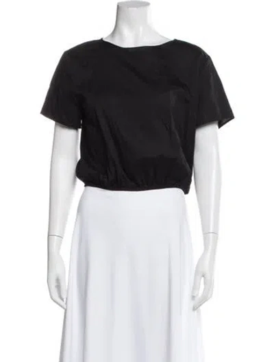 Pre-owned Leset Crew Neck Short Sleeve Crop Top In Black