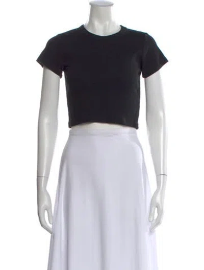 Pre-owned Leset Crew Neck Short Sleeve Crop Top In Black
