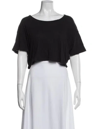 Pre-owned Leset Crew Neck Short Sleeve Crop Top In Black
