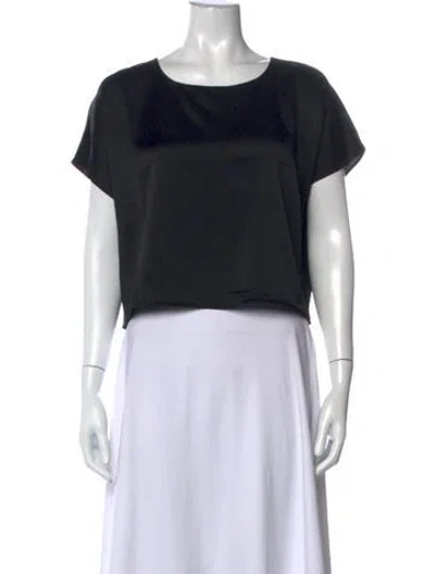 Pre-owned Leset Crew Neck Short Sleeve Crop Top In Black