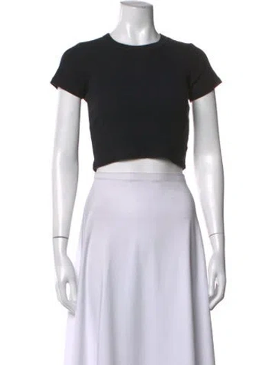 Pre-owned Leset Crew Neck Short Sleeve Crop Top In Black