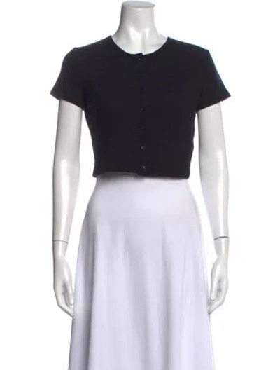 Pre-owned Leset Crew Neck Short Sleeve Crop Top In Black