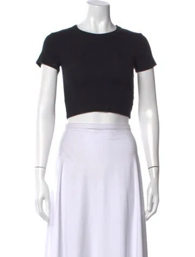 Pre-owned Leset Crew Neck Short Sleeve Crop Top In Black