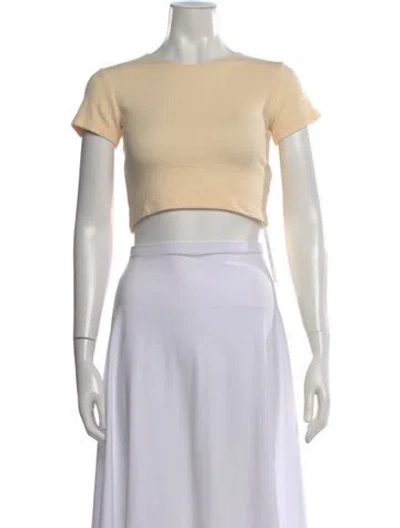 Pre-owned Leset Crew Neck Short Sleeve Crop Top In Neutral