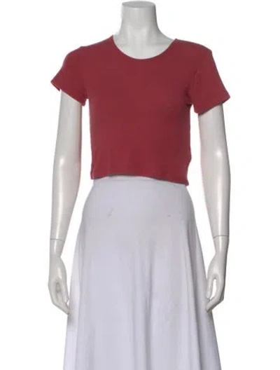 Pre-owned Leset Crew Neck Short Sleeve Crop Top In Pink