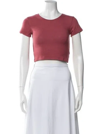 Pre-owned Leset Crew Neck Short Sleeve Crop Top In Red