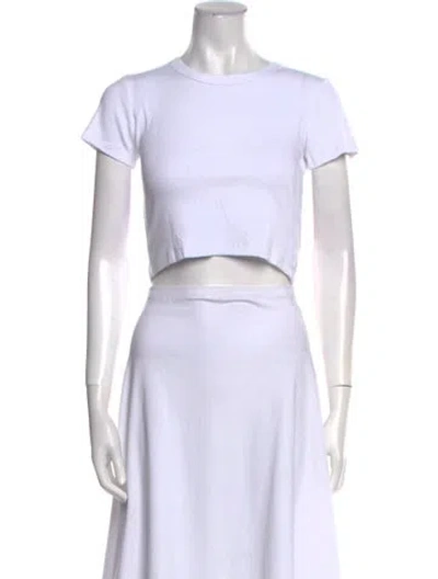 Pre-owned Leset Crew Neck Short Sleeve Crop Top W/ Tags In White