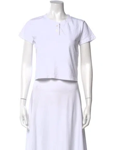 Pre-owned Leset Crew Neck Short Sleeve Crop Top In White