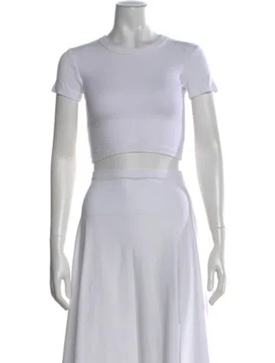 Pre-owned Leset Crew Neck Short Sleeve Crop Top In White