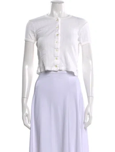 Pre-owned Leset Crew Neck Short Sleeve Crop Top In White