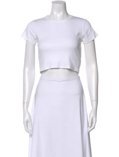 Pre-owned Leset Crew Neck Short Sleeve Crop Top In White