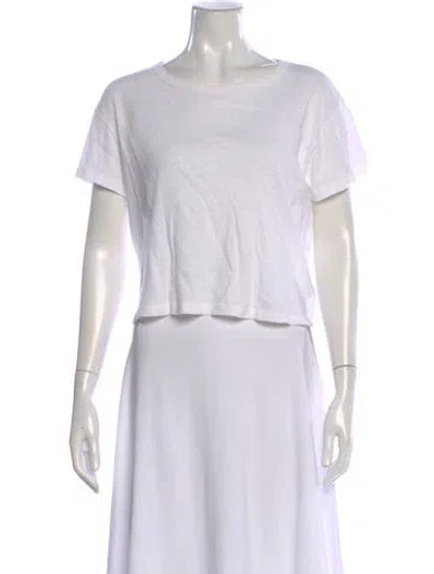 Pre-owned Leset Crew Neck Short Sleeve Crop Top In White