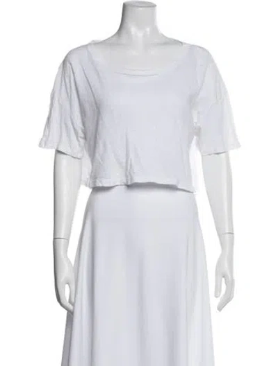 Pre-owned Leset Crew Neck Short Sleeve Crop Top In White