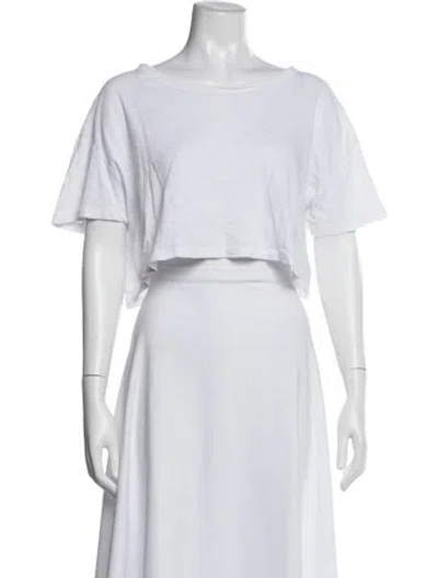 Pre-owned Leset Crew Neck Short Sleeve Crop Top In White