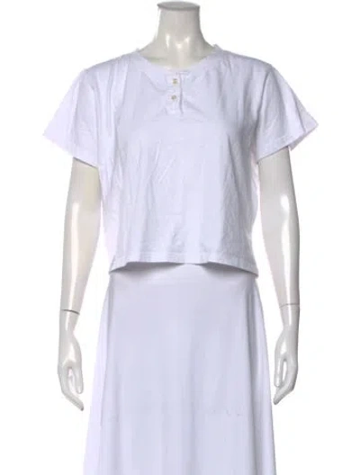 Pre-owned Leset Crew Neck Short Sleeve Crop Top In White