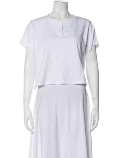 Pre-owned Leset Crew Neck Short Sleeve Crop Top In White