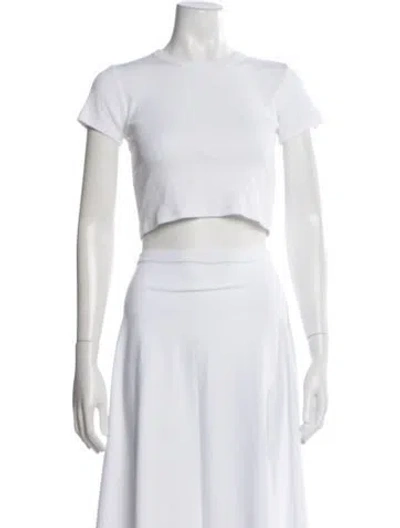 Pre-owned Leset Crew Neck Short Sleeve Crop Top In White
