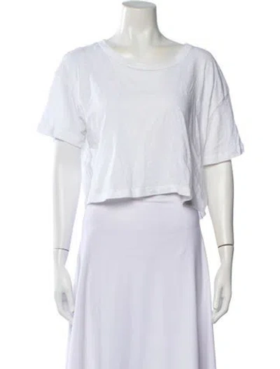 Pre-owned Leset Crew Neck Short Sleeve Crop Top In White