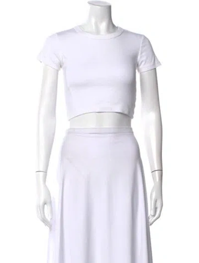 Pre-owned Leset Crew Neck Short Sleeve Crop Top In White