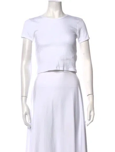 Pre-owned Leset Crew Neck Short Sleeve Crop Top In White