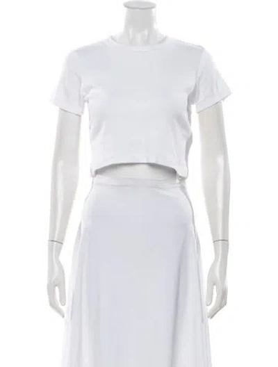 Pre-owned Leset Crew Neck Short Sleeve Crop Top In White