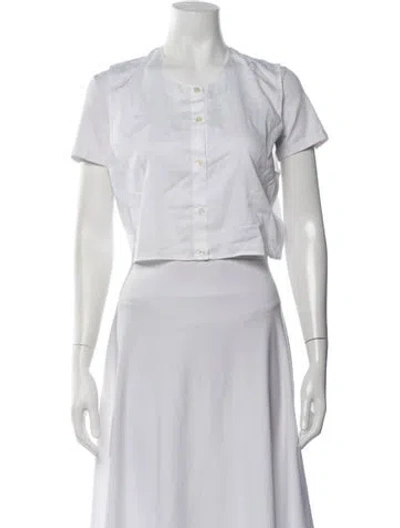 Pre-owned Leset Crew Neck Short Sleeve Crop Top In White