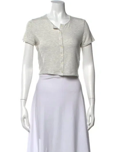 Pre-owned Leset Crew Neck Short Sleeve Crop Top In White