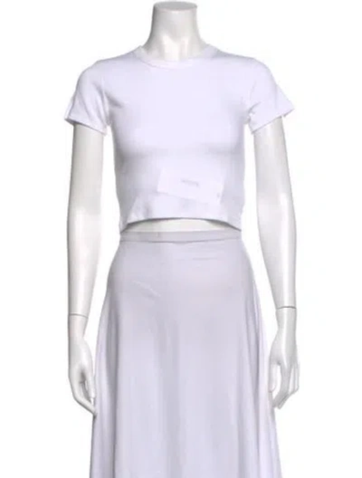 Pre-owned Leset Crew Neck Short Sleeve Crop Top In White