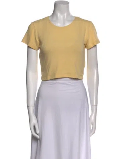 Pre-owned Leset Crew Neck Short Sleeve Crop Top In Yellow