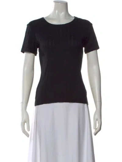 Pre-owned Leset Crew Neck Short Sleeve Top In Black
