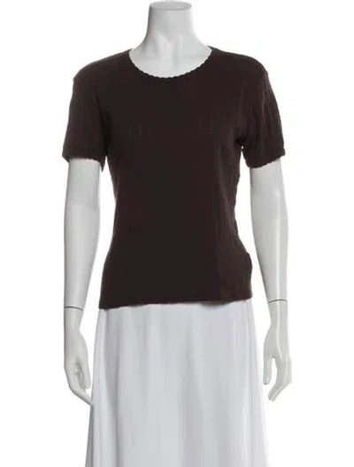 Pre-owned Leset Crew Neck Short Sleeve Top In Brown