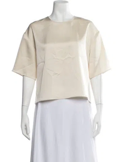 Pre-owned Leset Crew Neck Short Sleeve Top In Neutrals