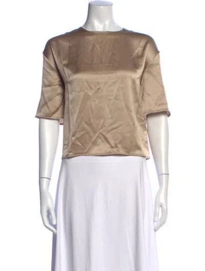 Pre-owned Leset Crew Neck Short Sleeve Top W/ Tags In Neutrals
