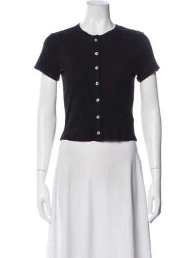 Pre-owned Leset Crew Neck Short Sleeve Top In White
