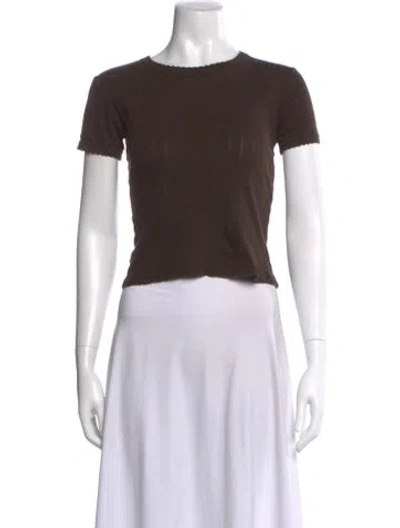 Pre-owned Leset Crew Neck Short Sleeve T-shirt In Brown