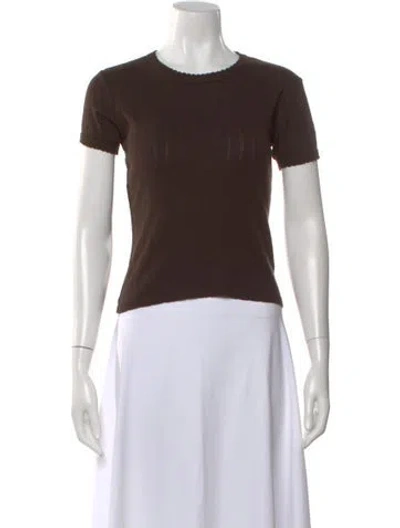 Pre-owned Leset Crew Neck Short Sleeve T-shirt In Brown