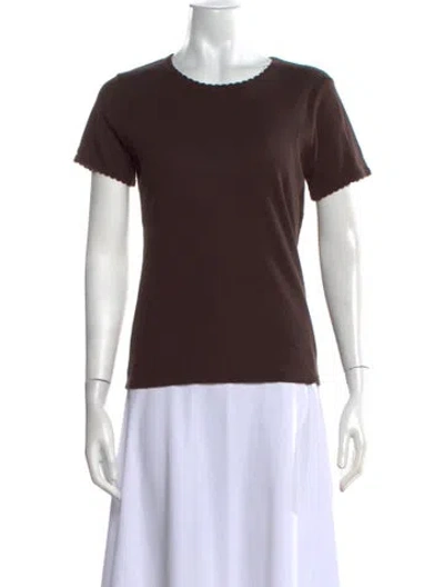 Pre-owned Leset Crew Neck Short Sleeve T-shirt In Brown