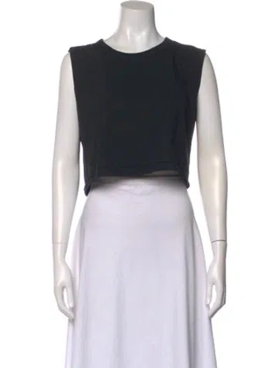 Pre-owned Leset Crew Neck Sleeveless Crop Top In Black