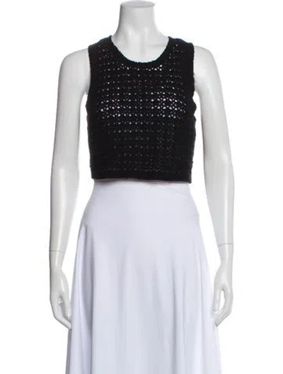 Pre-owned Leset Crew Neck Sleeveless Crop Top In Black