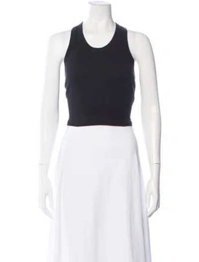 Pre-owned Leset Crew Neck Sleeveless Crop Top In Black