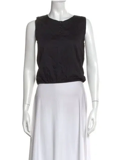 Pre-owned Leset Crew Neck Sleeveless Crop Top In Black