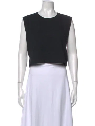 Pre-owned Leset Crew Neck Sleeveless Crop Top In Black